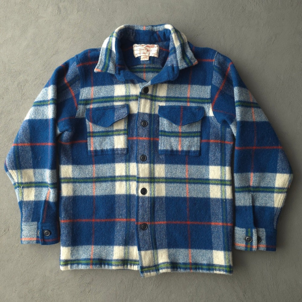 Vintage 90s Filson Blue Plaid Wool Cruiser Shirt Size S
